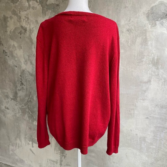 Vintage 90s Red Embroidered Grandma Sweater - Picture 4 of 4